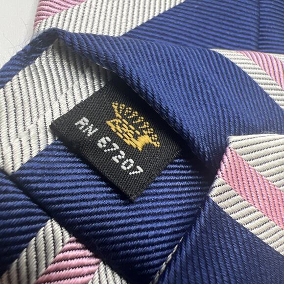 Countess Mara Vintage Men’s Repp Tie Blue Gray Pink Striped EXC Necktie 60”! - Picture 4 of 5